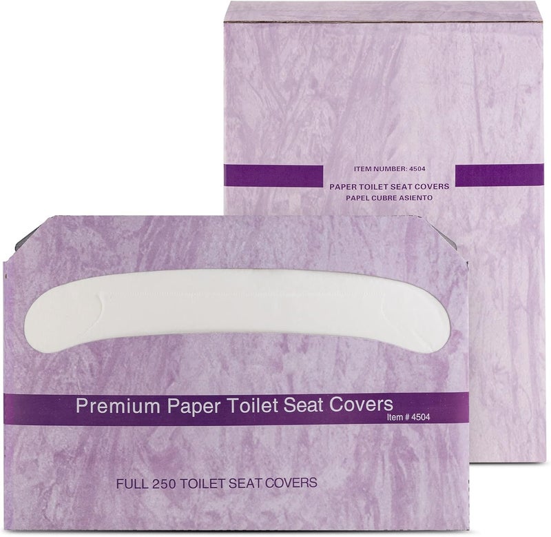 EZPULL EZbrnd Premium Half-Fold Toilet Seat Cover Paper, White, Pack of 4 x 250 Sheet - Image 1